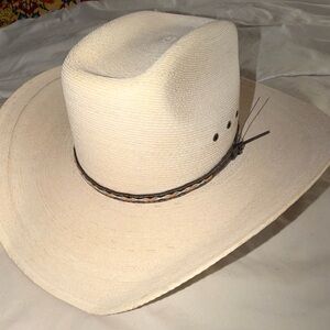 Stetson Cream Straw Western Cowboy Hat with Braided Band